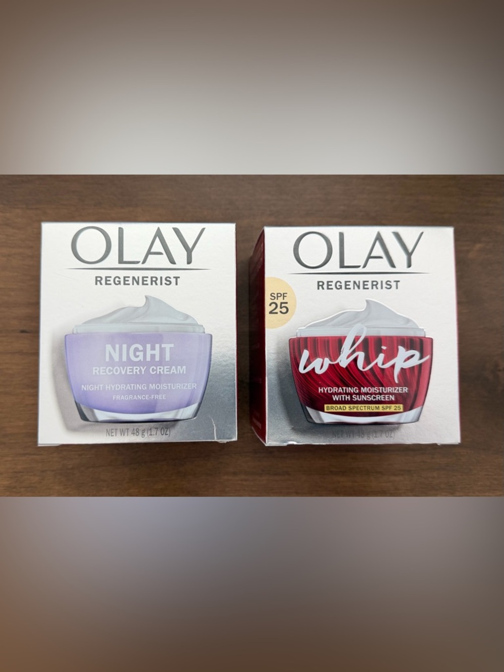 OLAY REGENERIST NIGHT RECOVERY CREAM / OLAY REGENERIST WHIP MOISTURIZER LOT(2)